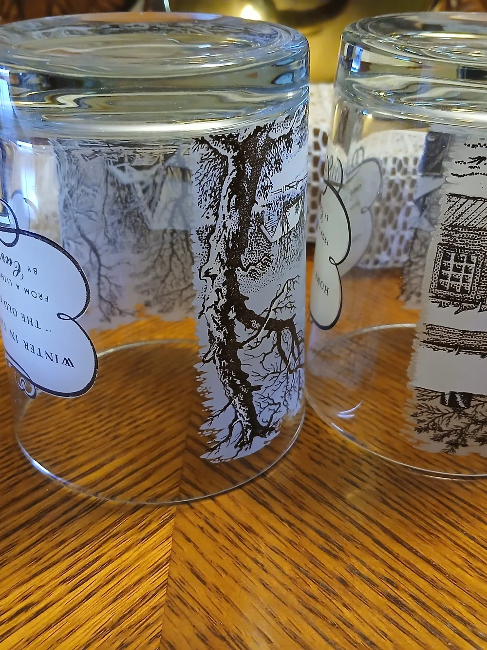 Currier & Ives rocks glasses